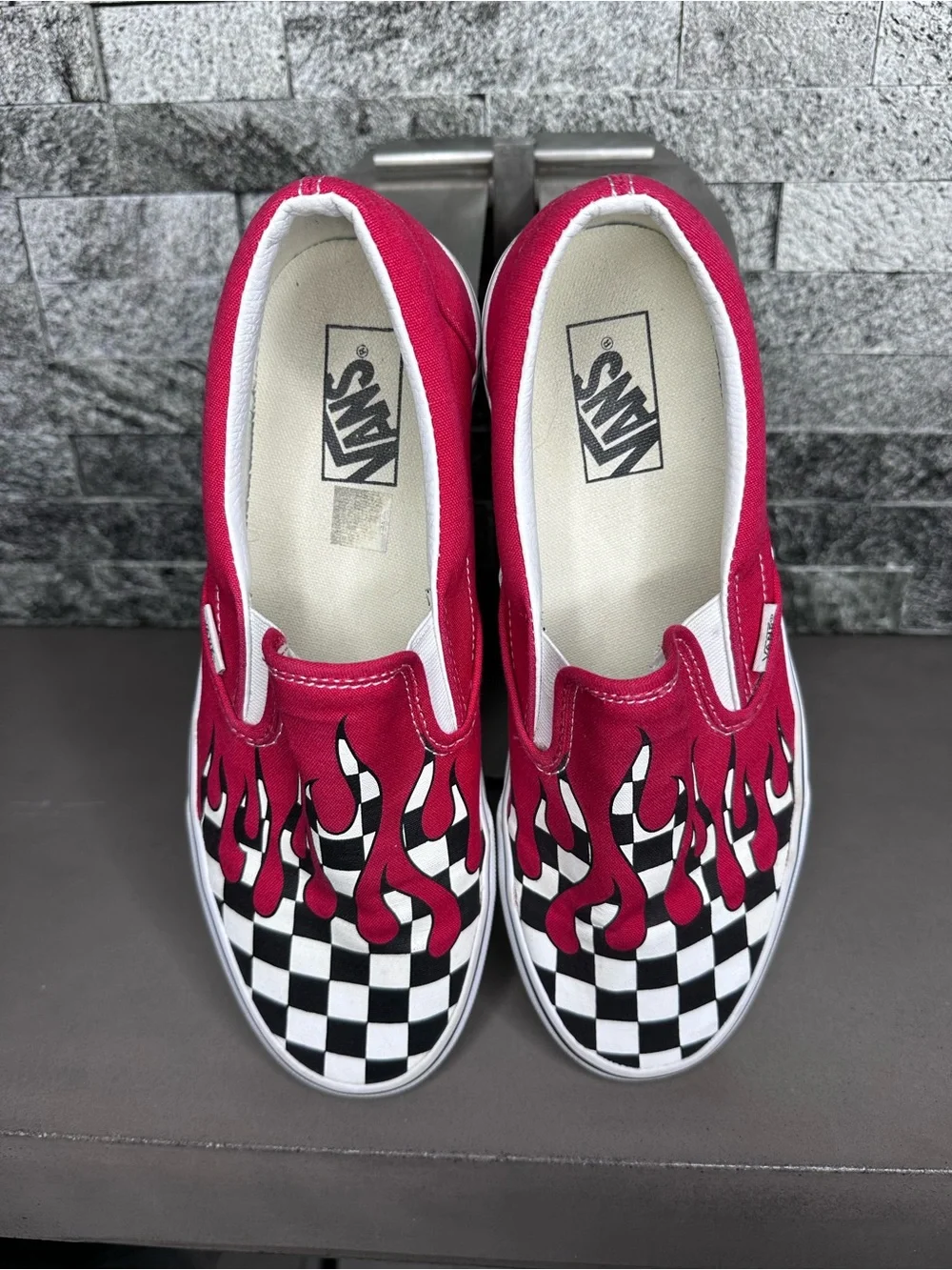 Vans Classic Slip-on Checker Flame Racing Red M9.5/W11